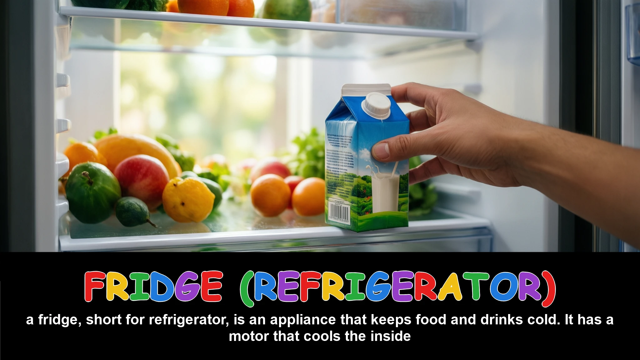 English Illustration for fridge (refrigerator)